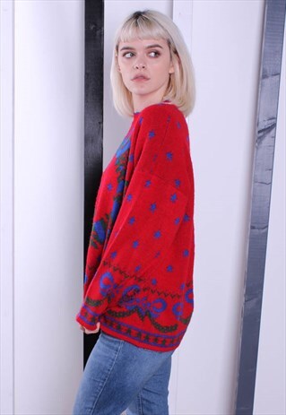 VINTAGE 90S PATTERNED JUMPER. OVERSIZED.