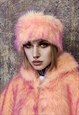 FAUX FUR HEADBAND LUXURY FLUFFY HEAD COVER IN ORANGE PINK