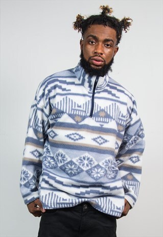 90'S AZTEC QUARTER ZIP FLEECE JACKET