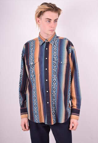 WRANGLER MENS VINTAGE CRAZY PRINT SHIRT XL MULTI 90'S