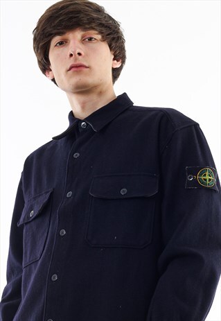 VINTAGE STONE ISLAND WOOL OVERSHIRT SHIRT 90S BLACK