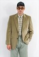 VINTAGE VELVET BLAZER IN KHAKI MUSTARD PREPPY JACKET