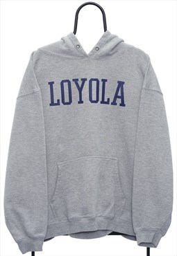 Vintage Loyola Spellout Grey Hoodie Womens