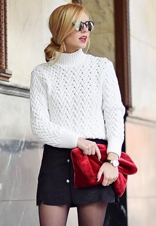 FAUX FUR CLUTCH - RED