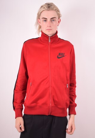 NIKE MENS VINTAGE TRACKSUIT TOP JACKET MEDIUM RED 90S