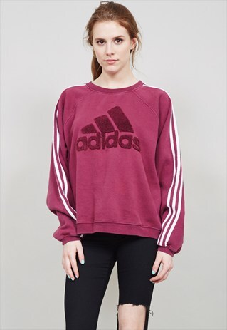 VINTAGE 90'S OVERSIZED BURGUNDY PLUSH LOGO ADIDAS SWEATER
