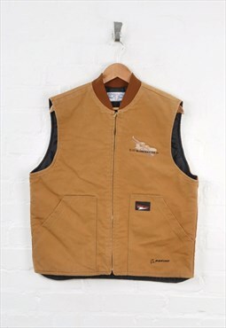 Vintage Boeing Workwear Vest Gilet Insulated Tan Medium