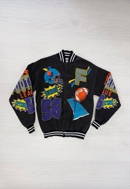 90's Vintage Ruff Stuff Baseball Jacket Black Multi