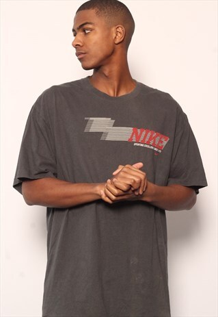 VINTAGE NIKE PRINT LOGO T-SHIRT GREY