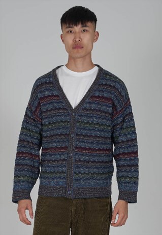 VINTAGE 70S MISSONI MULTI COLOURED WOOL CARDIGAN