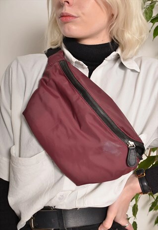 VINTAGE CANVAS FESTIVAL BUM BAG FANNY PACK IN MAROON