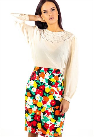 VINTAGE FLORAL PENCIL SKIRT ACSK16