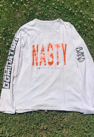 VINTAGE BAAD T-SHIRT OFF WHITE LONGSLEEVE CUSTOM FULLYBAAD