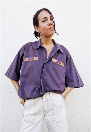 VINTAGE 80S OVERSIZED SHORT SLEEVES SHIRT