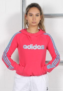 Vintage Adidas Hoodie in Pink with Spell Out Logo Size 10