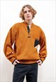 Vintage 90s The Best Fashion Orange Half Button Knit Jumper 