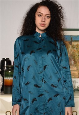 Vintage 80s Luxe abstract print blouse top shirt satin