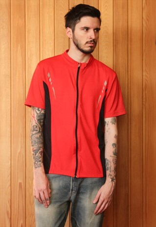 VINTAGE 1990S RED AND BLACK SPORTS T-SHIRT