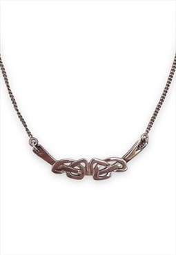 Vintage Silver Necklace celtic knot chain 925 sterling