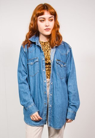 VINTAGE LEE 90'S BLUE DENIM OVERSIZED SHIRT