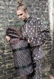 SEA PRINT GYM BAG SPORTS HOLIDAY HOLDALL BAG IN BLACK