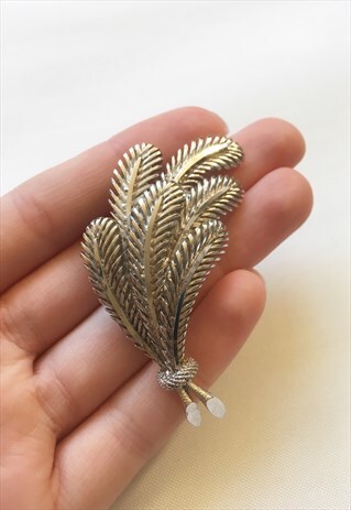 WOMENS VINTAGE BROOCH SILVER COLOUR FLORAL LEAF JEWELLERY
