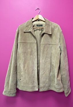 Vintage Jacket Beige Suede Leather Winter 