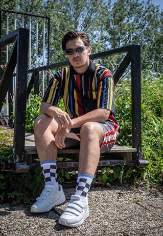 VINTAGE 90'S STRIPED 1/4 ZIP POLO SHIRT