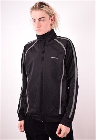CARHARTT MENS VINTAGE TRACKSUIT TOP JACKET LARGE BLACK 90S