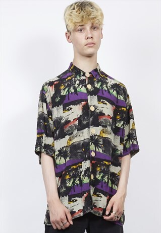 VINTAGE 90'S EMPORIO ARMANI HAWAIIAN BEACH PRINT SHIRT