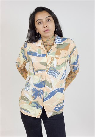 VINTAGE 90S PALM TREE PATTERNED SHIRT