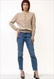 WOOL WOOLMARK BEIGE CREW RETRO WOMAN JUMPER 5260