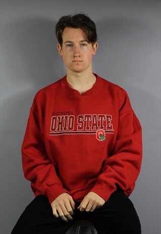 VINTAGE MAJESTIC OHIO STATE BUCKEYES SWEATSHIRT IN RED WITH