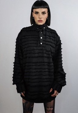 Shredded polo shirt distressed top Gothic turtleneck jumper 