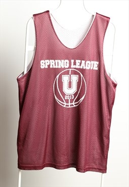 Vintage Spring League Vest Print Maroon 