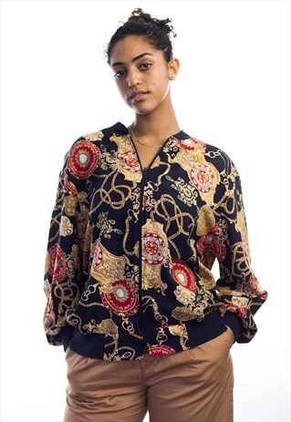 VINTAGE PATTERN BOMBER JACKET 90S X 8.3