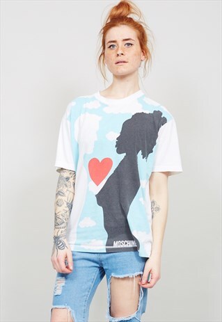 VINTAGE 90'S OVERSIZED LOVE PRINT MOSCHINO T-SHIRT