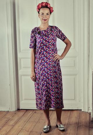 VINTAGE 80'S COLOURFUL PATTERNED DRESS
