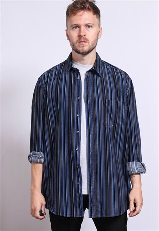 VINTAGE CORDUROY CORD STRIPED SHIRT