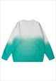 GRADIENT SWEATER KNITTED TIE-DYE JUMPER ABSTRACT TOP GREEN