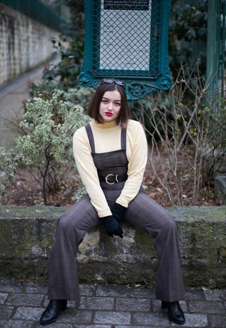70S STYLE BROWN CHECK DUNGAREE