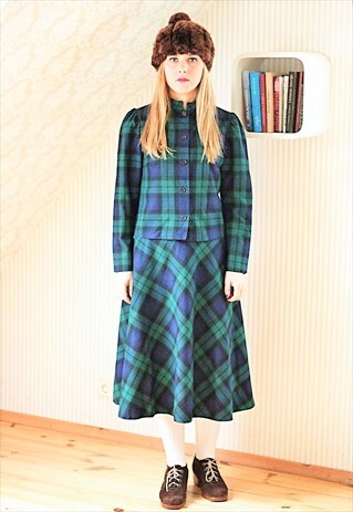 VINTAGE CHECKED GREEN WOOL SUIT