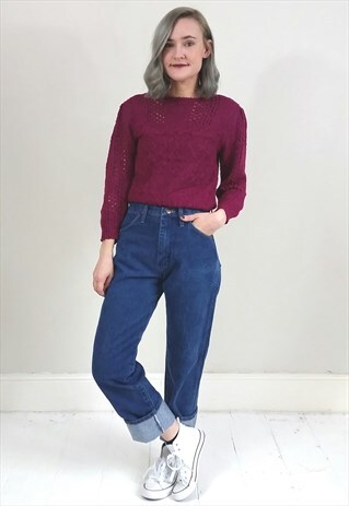 VINTAGE 90'S MAGENTA PURPLE SHEER KNIT JUMPER SWEATER