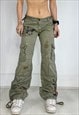 Vintage Y2k Cargo Pants Low Rise Army Trousers Khaki Grunge