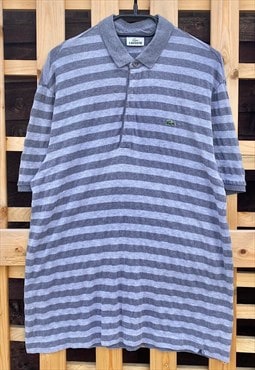 Lacoste grey striped polo shirt large short sleeve 