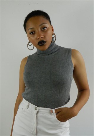 GREY HIGH NECK TOP