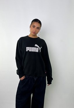 Black 90s PUMA Embroidered Spellout Sweatshirt
