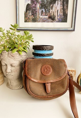 VINTAGE 90S FAUX LEATHER BOHEME PARISIAN BAG PETITE BROWN