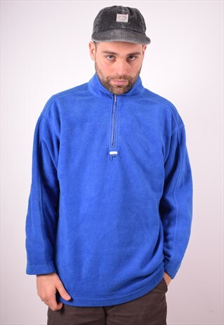 FILA MENS VINTAGE FLEECE JUMPER MEDIUM BLUE 90S