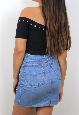 JEWELLED OFF THE SHOULDER CROP TOP